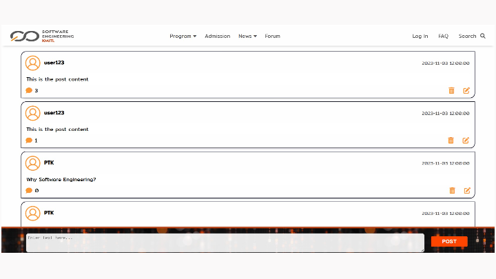 Software Engineering Forum Website preview
