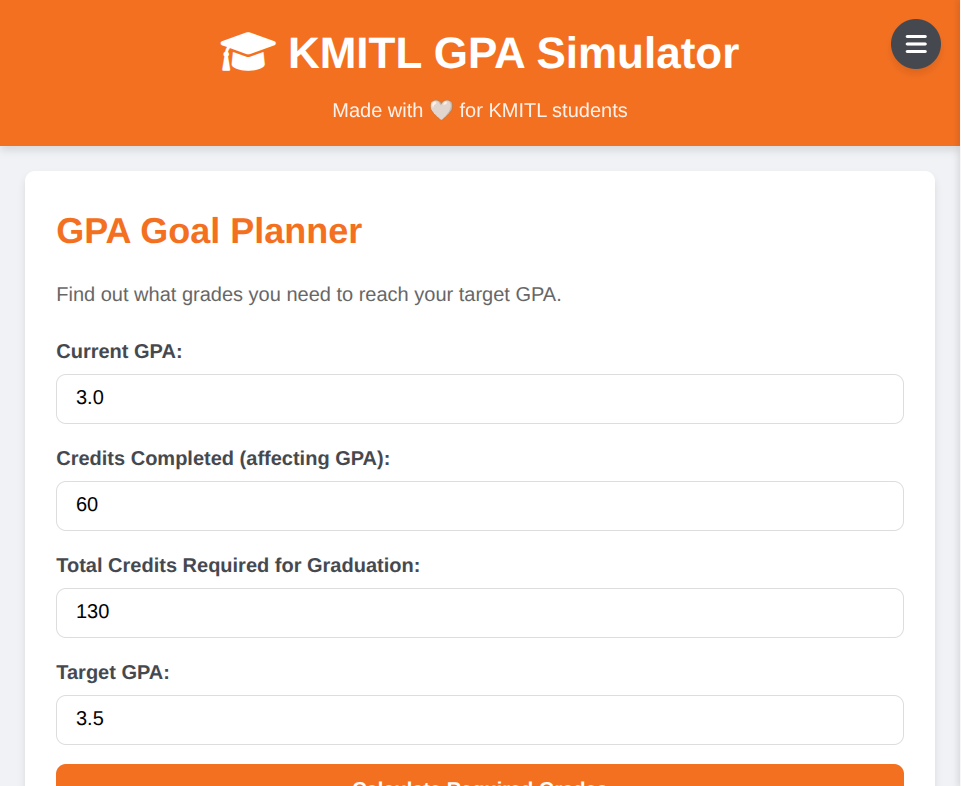 KMITL GPA Simulator preview